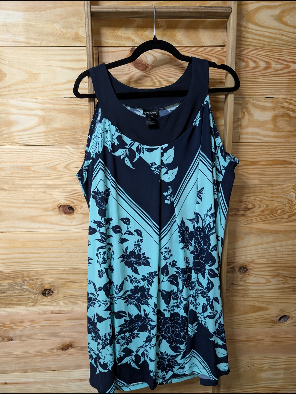 Enfocus Studio Aqua & Navy Floral Dress